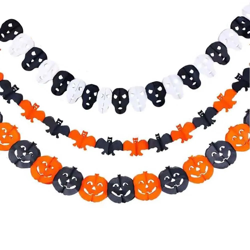 Guirlande Halloween en Papier 3M - Bannière Décorative à Suspendre, Intérieur/Extérieur, Décoration Maison Hantée