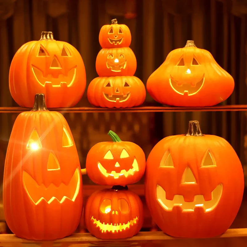 Lanterne Citrouille Décorative Halloween - Lumière LED à Piles, Décoration Intérieur/Extérieur