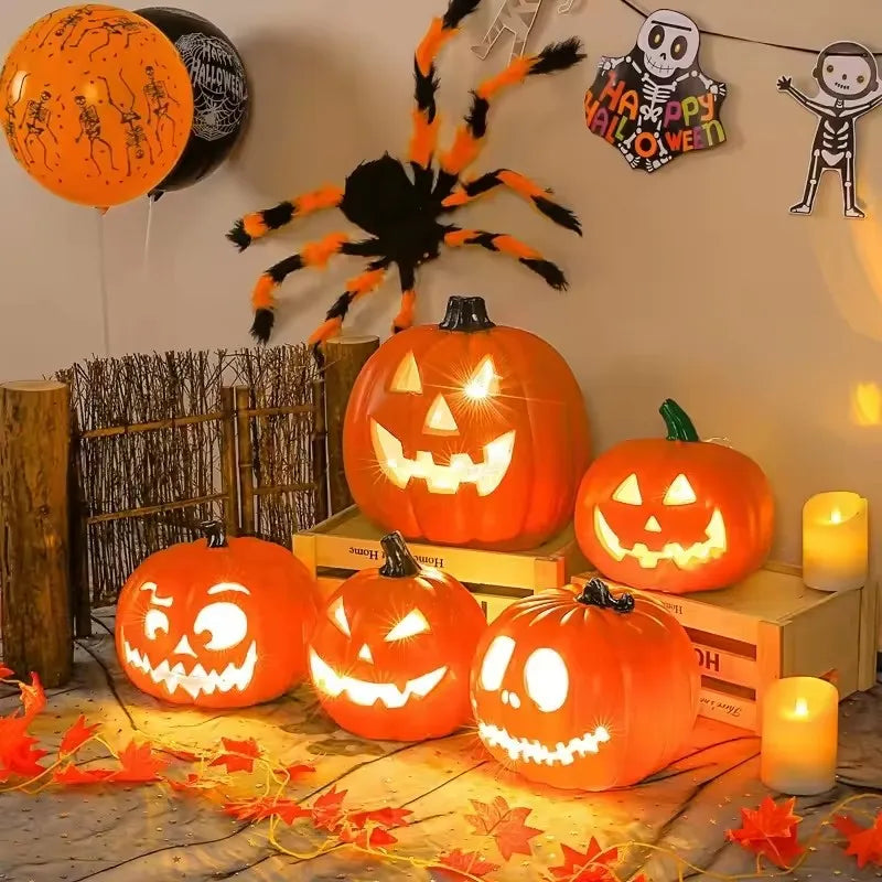 Lanterne Citrouille Décorative Halloween - Lumière LED à Piles, Décoration Intérieur/Extérieur