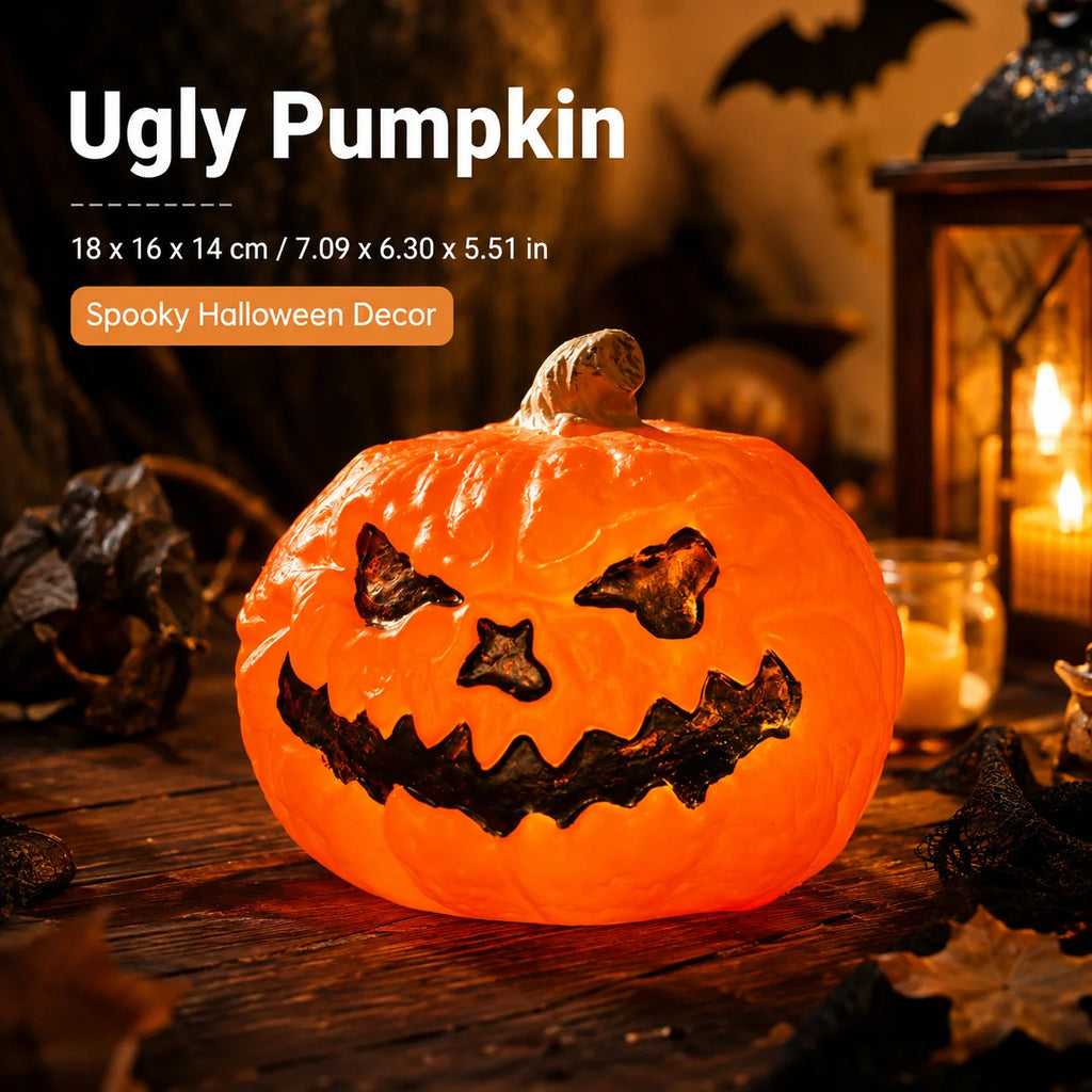 Lanterne Citrouille Décorative Halloween - Lumière LED à Piles, Décoration Intérieur/Extérieur