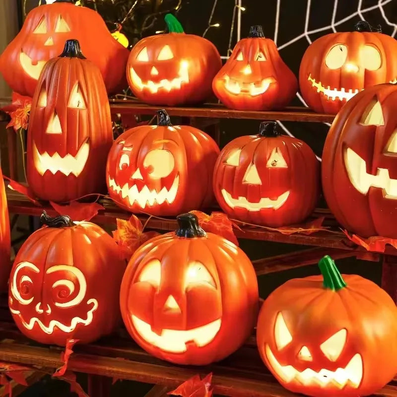 Lanterne Citrouille Décorative Halloween - Lumière LED à Piles, Décoration Intérieur/Extérieur
