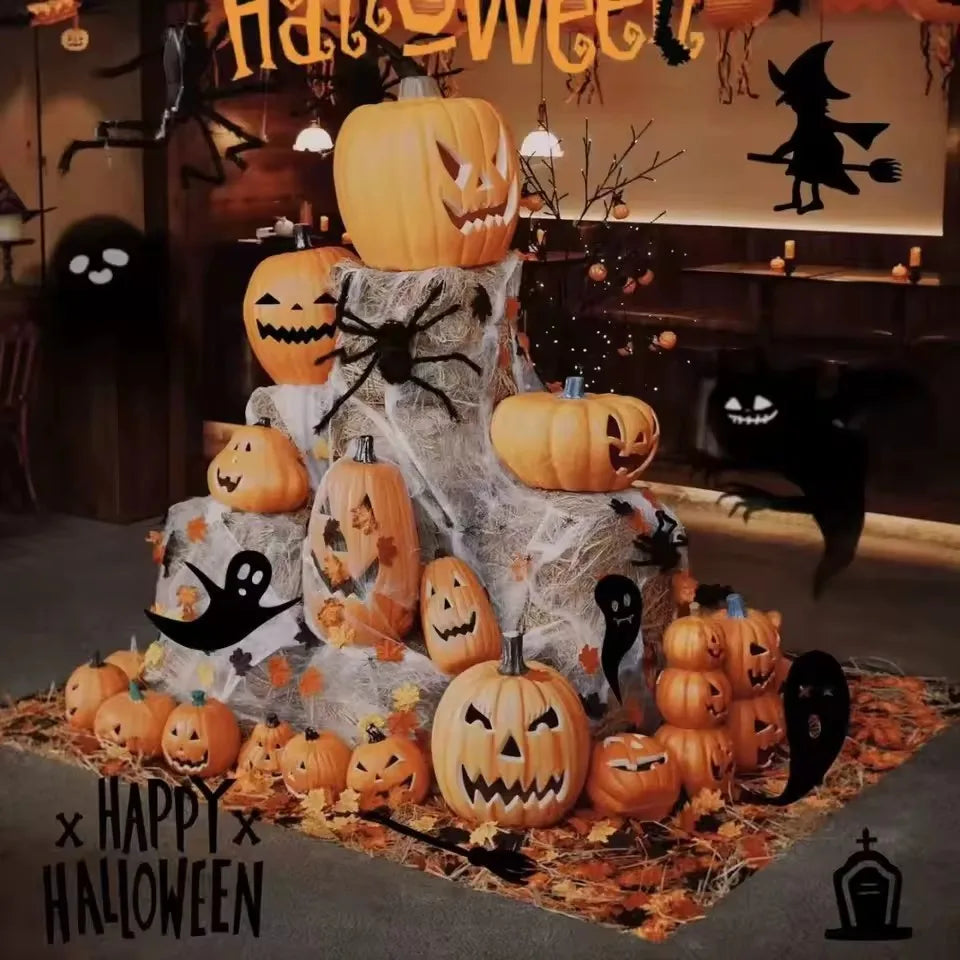 Lanterne Citrouille Décorative Halloween - Lumière LED à Piles, Décoration Intérieur/Extérieur